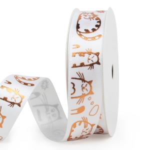 Wholesale 38mm Satin Ribbon Animal Printed Gold Logo Ribbon from china suppliers