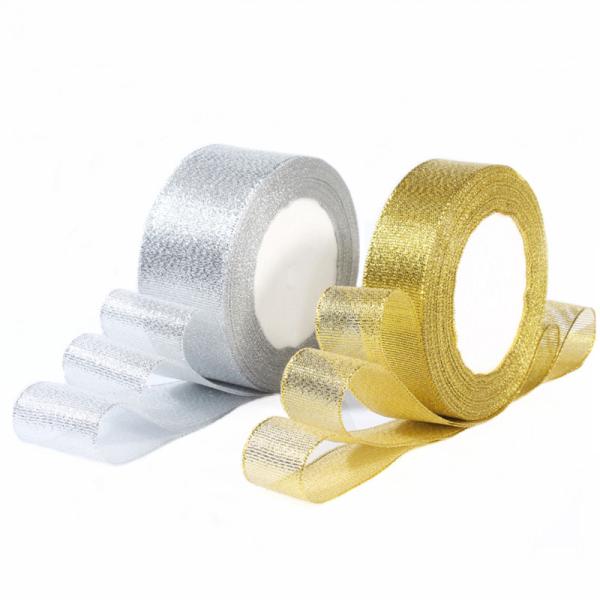 Gold Silver Ribbon Metal Shiny For Wedding Party Christmas Decoration Nylon