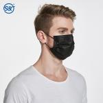 S&J Protective Nonwoven Disposable Black Face Mask Surgical Respirator 4-ply