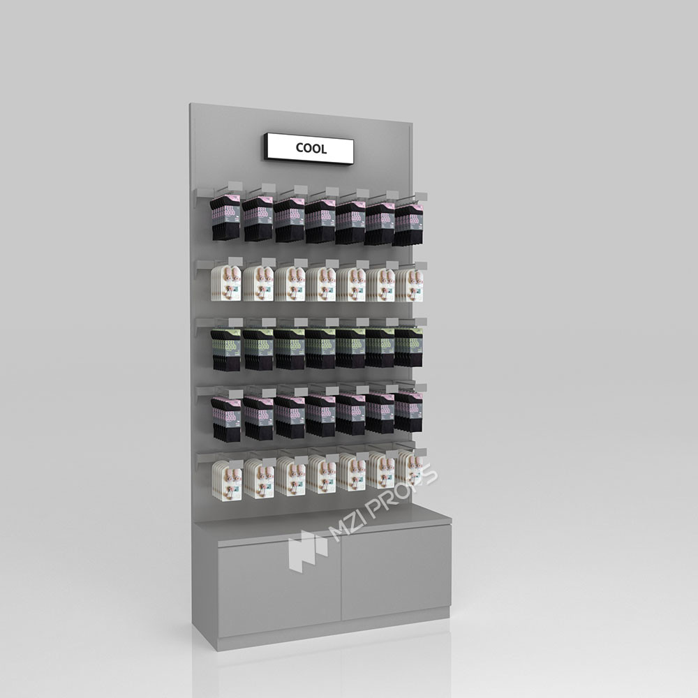 Skincare Display Shelf Grey Wooden Laminated Display Cabinet For Makeup Display Showcase And Cosmetic Display Stand