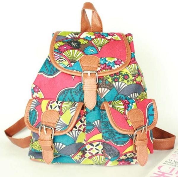 Hot Ladies European and American fashion retro flower casual canvas backpack
