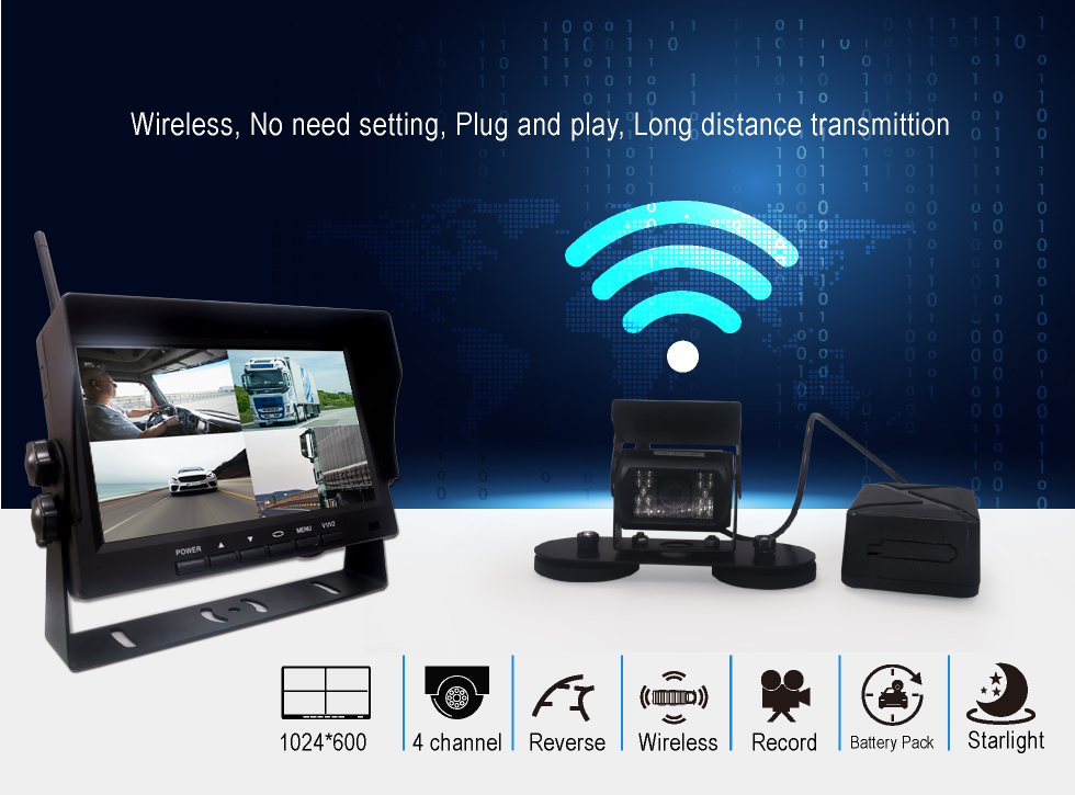 Truck Wireless Reversing Camera With Magnetic Base And Waterproof Monitor