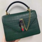 Authentic Crocodile Belly Skin Women Small Orange Purse Lady Chain Handbag