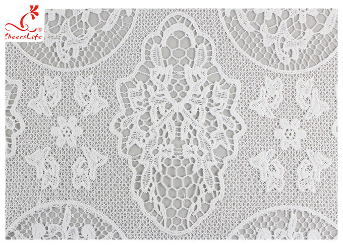 Guipure Embroidered Floral Lace Fabric With Chemical Poly Milk Silk Comfortable