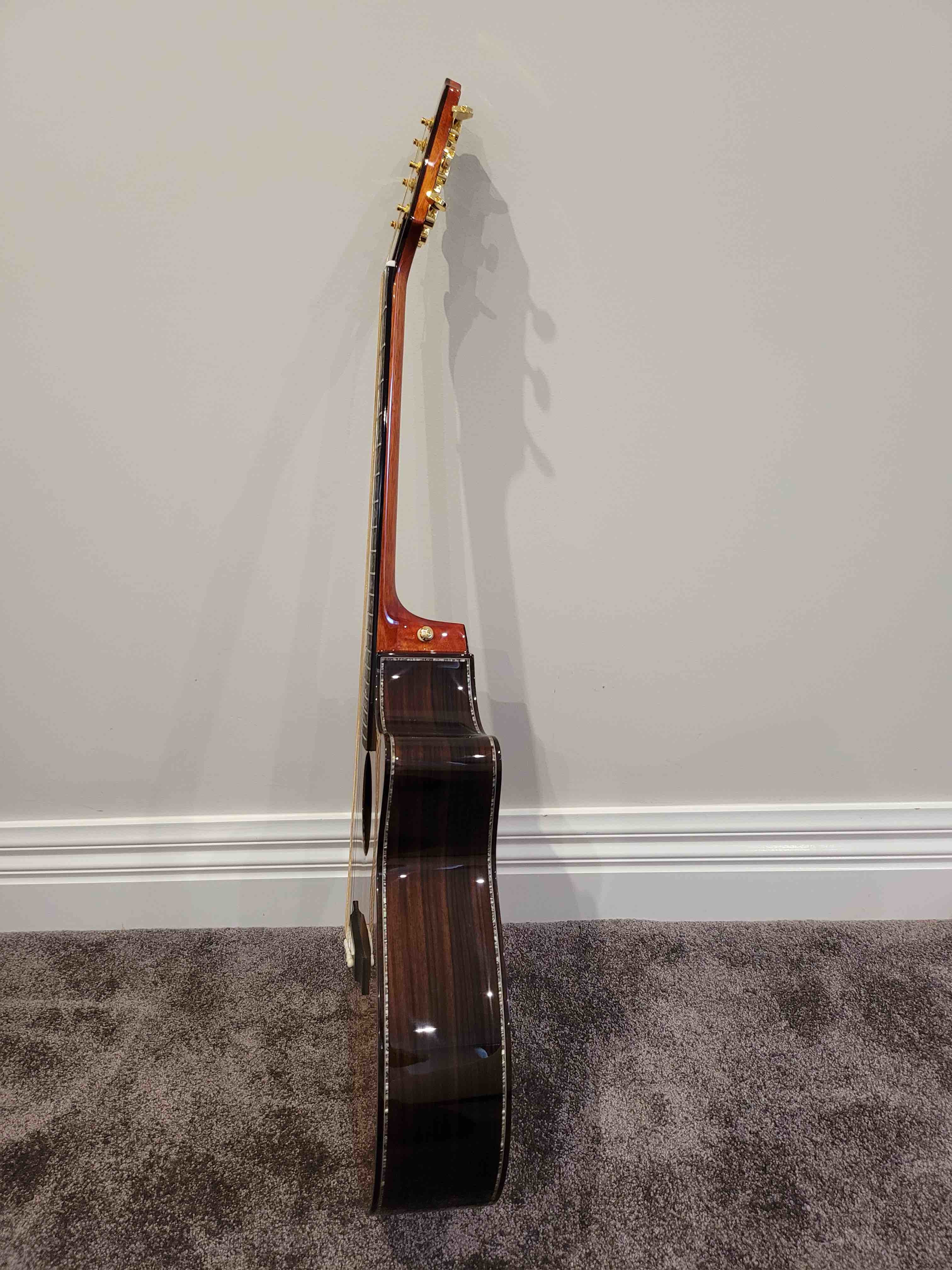 Custom All Solid KOA Wood Acoustic Electric Guitar Real Abalone Binding Ebony Fingerboard Rosewood Back Side Cutaway Arm