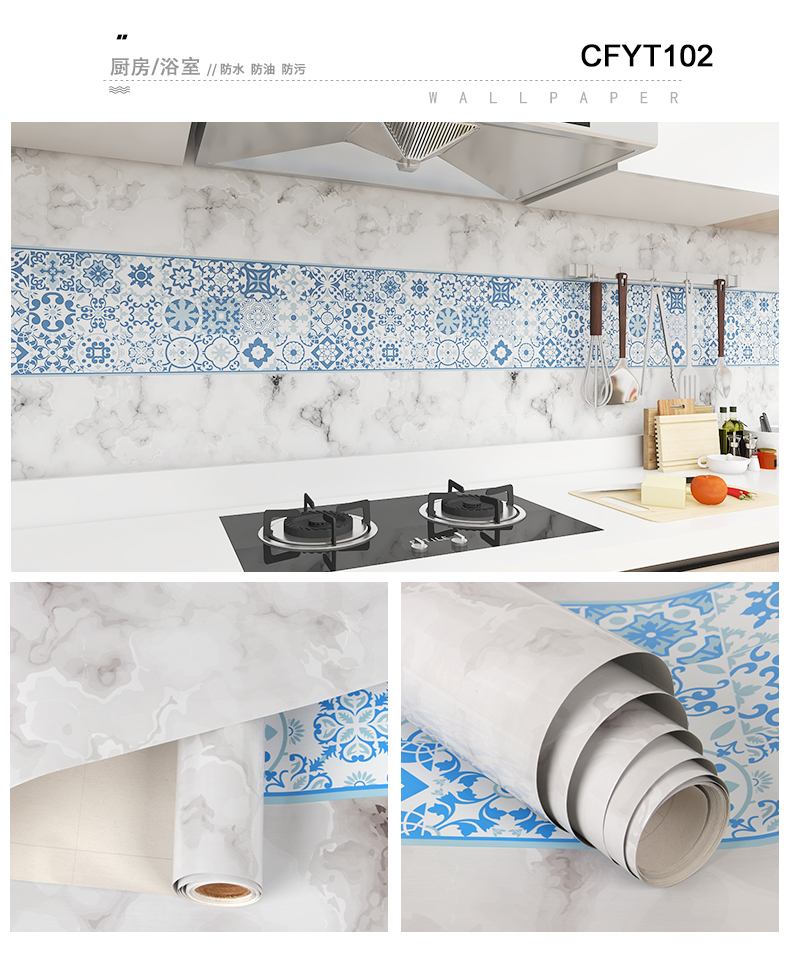 Marble Pattern 3D Wallpaper for Kitchen Wall Decor Wallpapers Roll