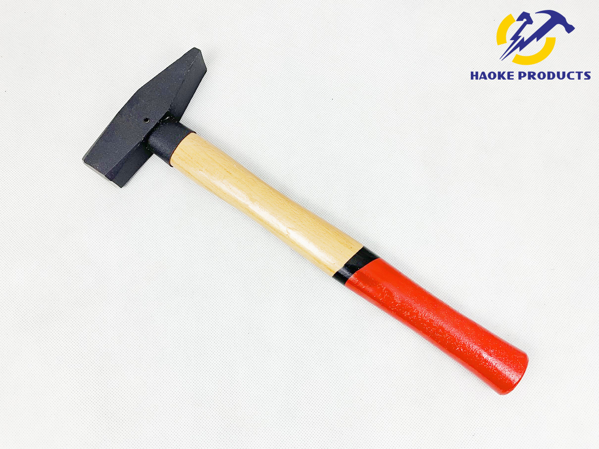 DIN Standard Forged carbon steel German Type Safety Machinist hammer with double color wooden handle