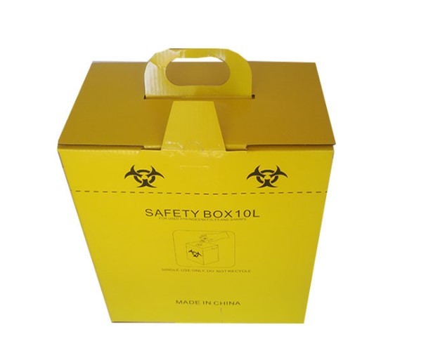 10L Safety box, Disposable Medical Cardboard Safety Box, Safety Box For Syringe,Needles and sharps, 10 Liters
