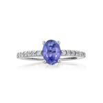 4mm Princess Cut Natural Tanzanite Engagement Ring 14k White Gold