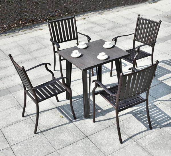 Leisure Garden Cast Aluminum 4 Seater Outdoor Furniture Table And Chair Set