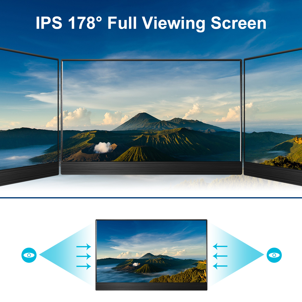 FORGOS 15.6 inch FHD 1080P IPS Screen Dual Speakers Type-C HD Mini Portable Monitor for Laptop PC Phone Switch PS5