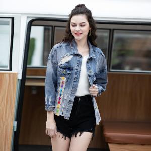 Wholesale Swan Print Hole Cowboy Ladies Jackets Coats from china suppliers
