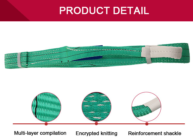 One Way Belt Green Color Webbing Lifting Slings Flat Eye Web Sling TUV Certification