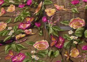 Wholesale Heavy Embroidered Multi Colored Lace Fabric , Vintage Lace Floral Tulle Fabric from china suppliers