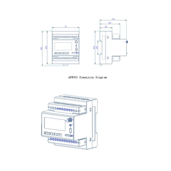 Acrel Wireless Energy Meter / ADW300 Din Rail Mounted Kwh Meter For Distribution Box