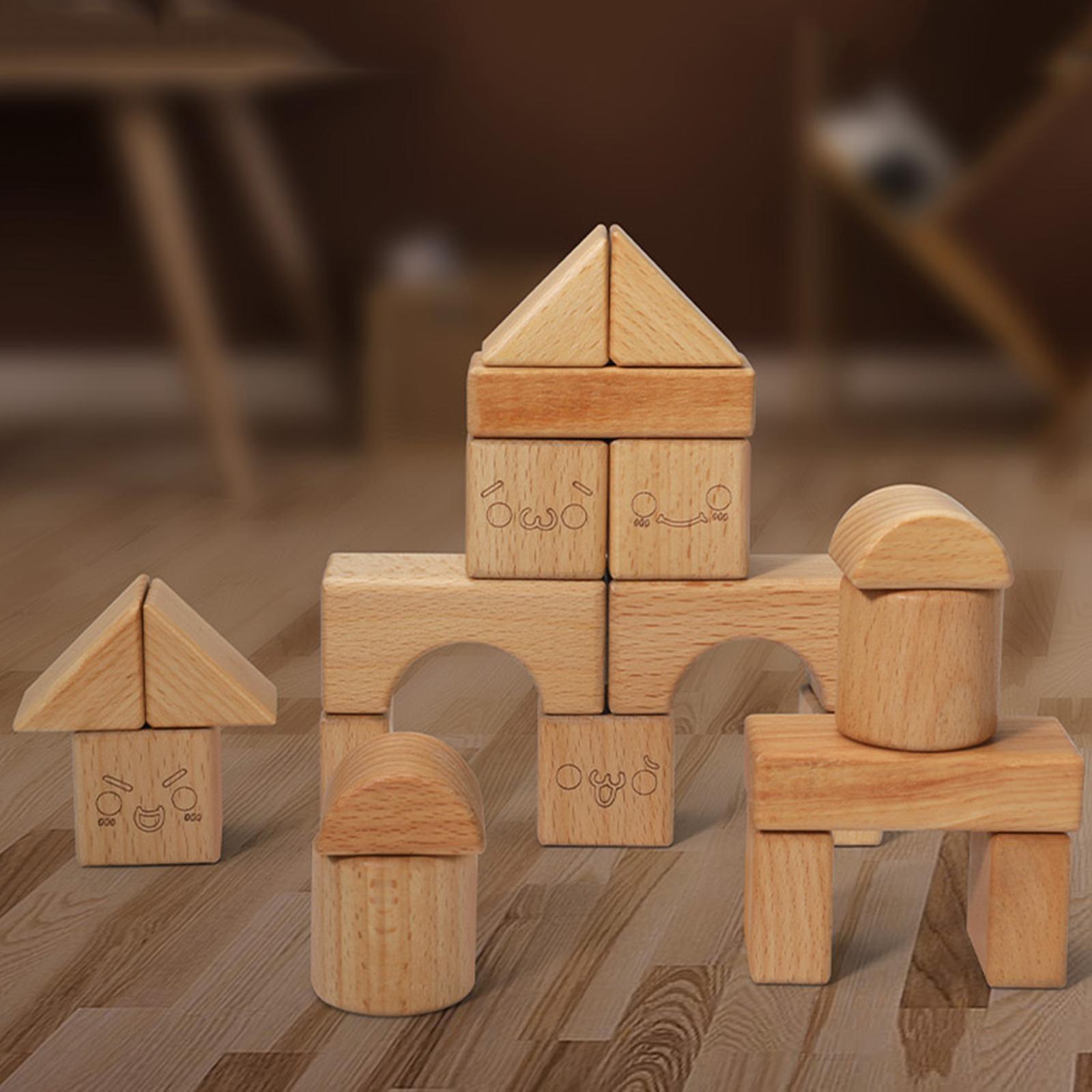 Solid Wood Stacking Block Toy Shape Cognition DIY Wood Block Kit for Kids Children