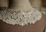 Cotton Bridal Neckline Lace Collar Applique , Floral Embroidery Lace Collar