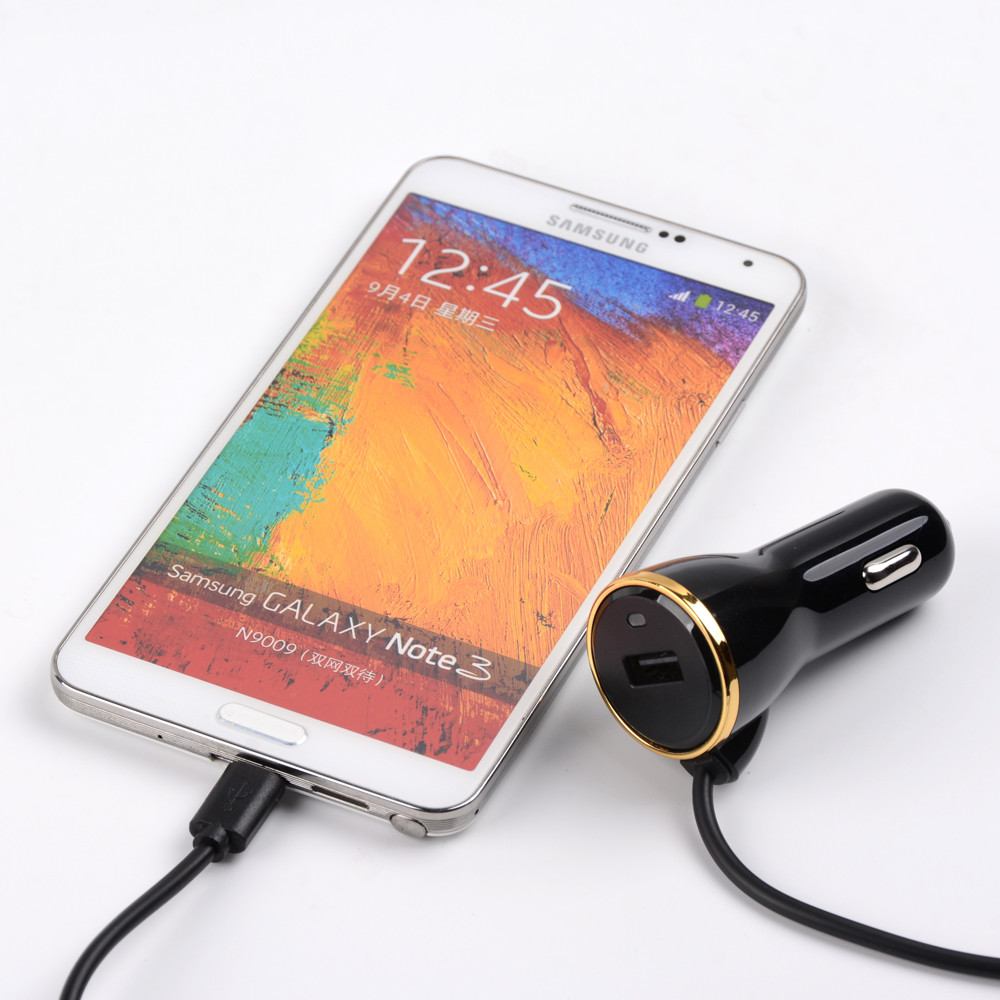 Short Circuit Protection QC3.0 18W USB C Car Charger With Spring Cable