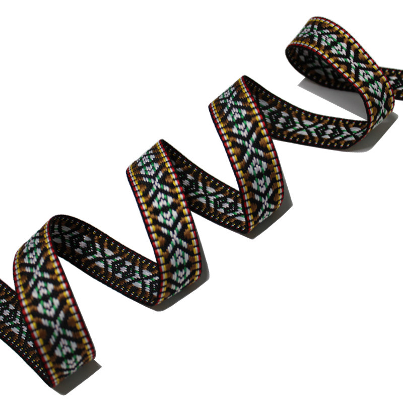 Custom Brand Logo Ethnic Style Jacquard Ribbon Strap