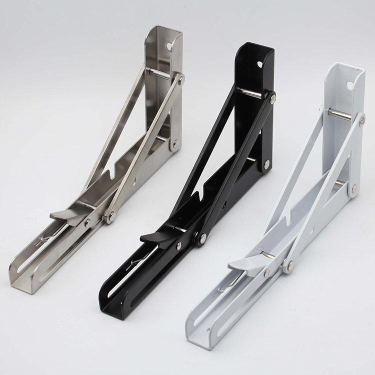 White K Shaped Stainless Bracket Folding Floating Shelf Mounting Brackets 1.5mm Thick