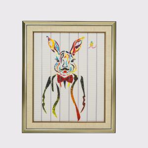 Wholesale 67.5 X 57cm Ribbon Painting Twelve Animals Rabbit Paint Polyester Canvas Material from china suppliers