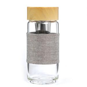 Wholesale Bamboo Lid Glass Water Bottle With Protective Sleeves from china suppliers