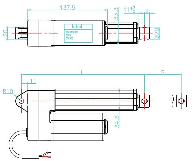 12VDC Micro Electric Actuator With 200mm Stroke 2000N force, IP66 Industry Linear Actuator With Hall Sensors 12V