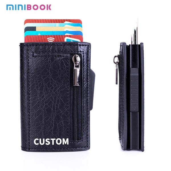 Men's Carbon Fiber Rfid Blocking Magnetic Card Holder Wallet with Fashion Coin