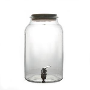 Wholesale 5L clear cylinder glass beverage juice dispenser with wood lid from china suppliers
