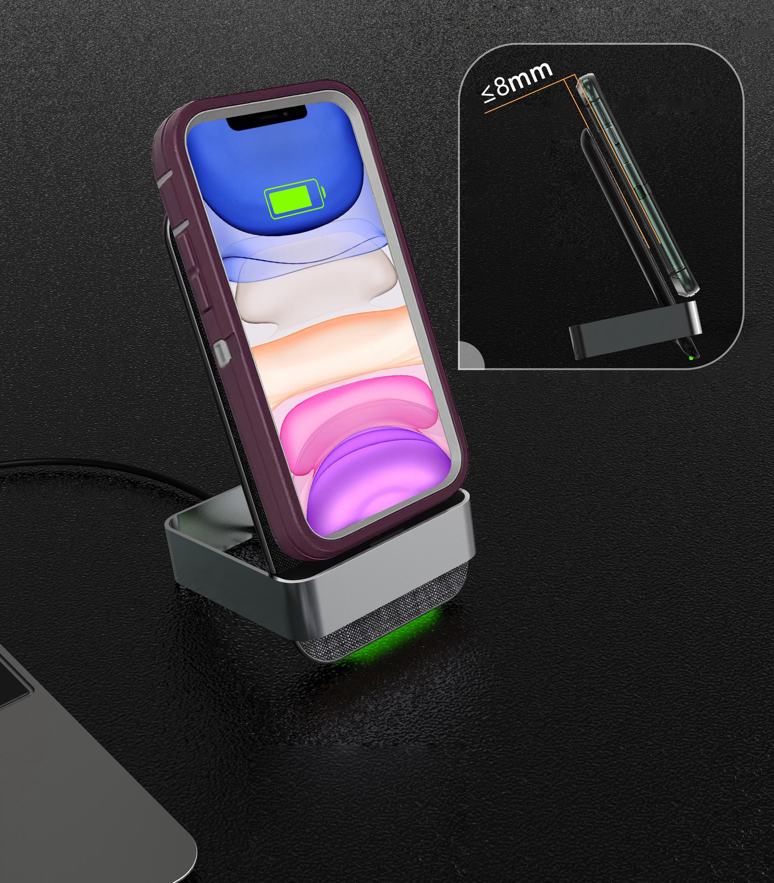 Vertical Dual Coils 15W 205KHz Mobile Phone Wireless Charger