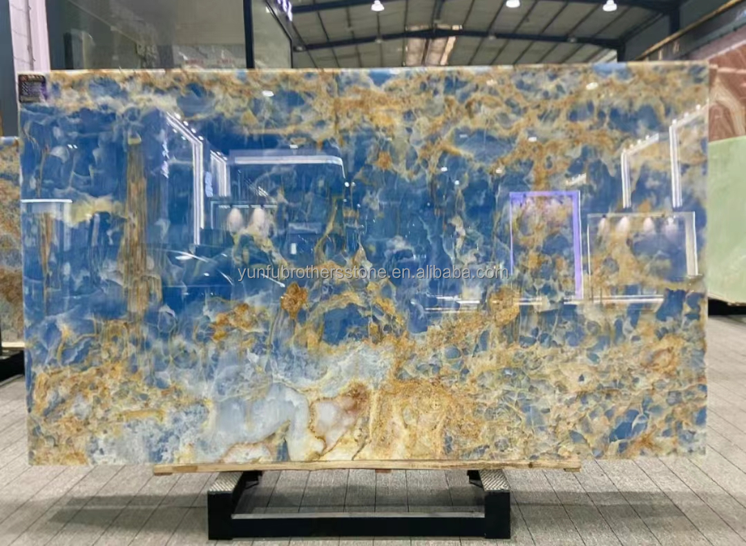 Natural Translucent Onyx Slab Modern Blue Onyx Marble Stone for Bathroom Wall and Floor