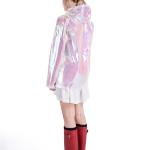 Wholesales fashion design metallic women holographic rain coat