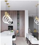 Metal Acrylic Rings Led Pendant Light Anti Corrosion 20cm / 30cm / 40cm