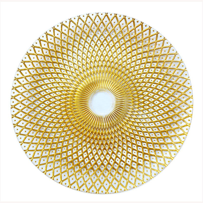 SX-P054 New Luxury Diamond Rim Mirror Glass Plate For Weddings Event