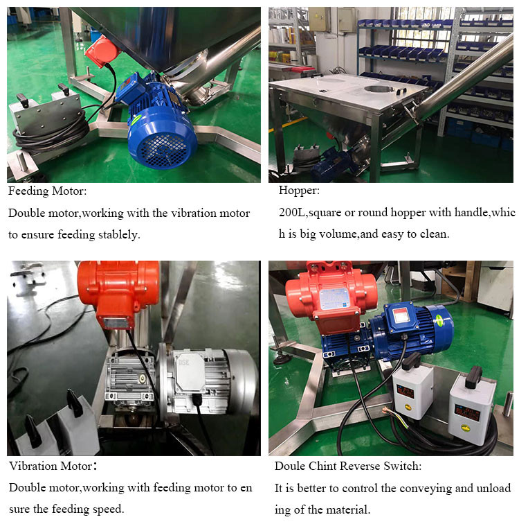 Powder 2m3/h Inclined Screw Food Grade Conveyor With Hopper