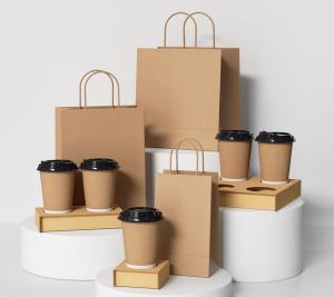 Wholesale Custom Recyclable Paper Flat Bottom Kraft Paper Shopping Bag for Tea Coffee Packaging from china suppliers