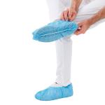 T0.5mm Disposable Indoor Shoe Covers , Blue Shoe Protectors Single Use