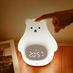 Wholesale Factory Big White Bear Lighting Alarm Clock Wakes Up Bedroom Baby Nightlight For Kids Gifts from china suppliers