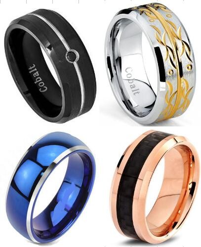 Tagor Jewelry Made Customize Plating Shiny Brushed Wedding Engagement Cobalt Chrome Rings