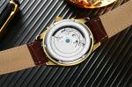 luxury brand custom Logo Waterproof Skeleton Leather stainless steel Automatic