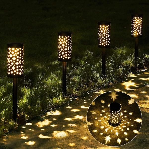 Waterproof Decorative Solar LED Garden Lights Star Moon Hollow Light 6000K