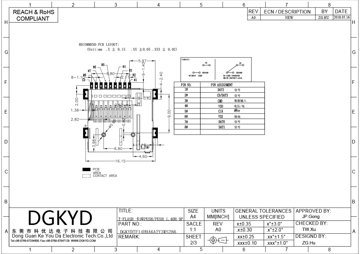 TF Card Holder - SUSH-1.4 High External Welding 9P Telephone Card Holder DGKYDTF14H9A6A2Y3WS286