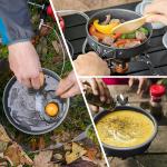 Stainless Steel Camping Outdoor Cookware Mess Kit Set, Folding Cookset Camping