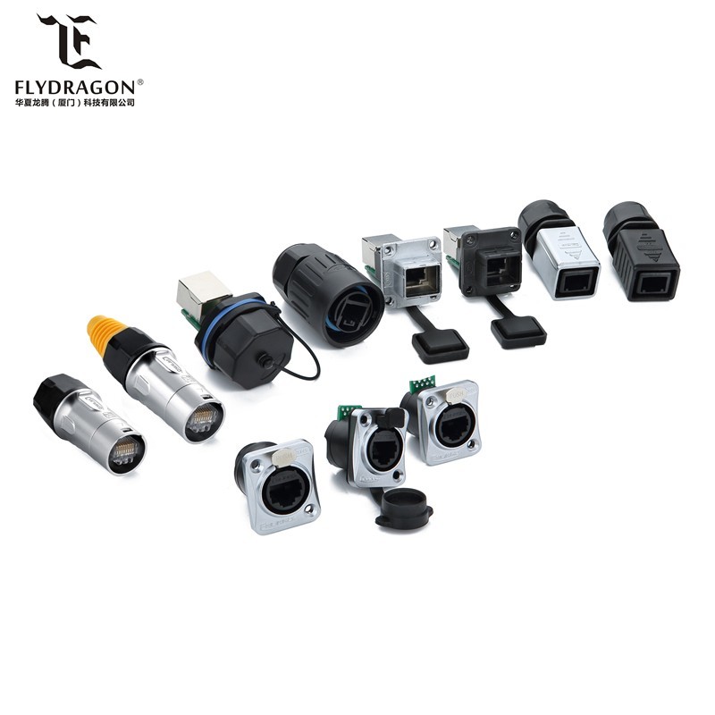 Double shield dual rj45 pcb mount connector waterproof ip67 lan cable available