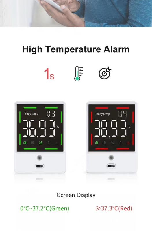 Non-Contact Digital Palm Arm Thermometer with LCD Display and Fever Alarm Function