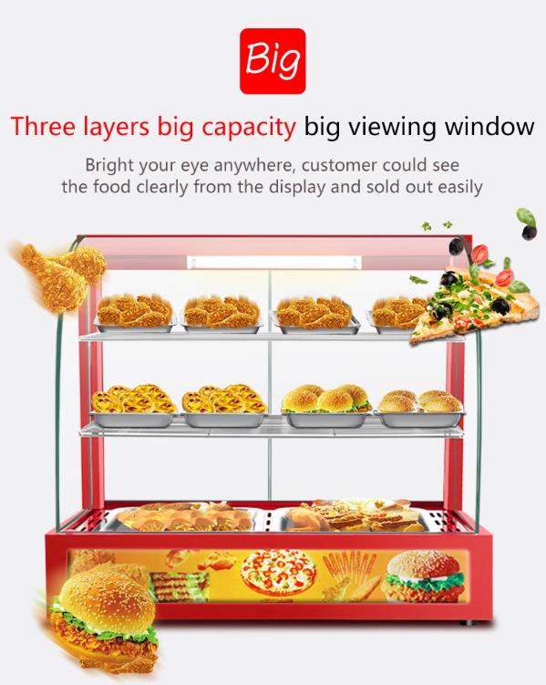 66*46*60mm Commercial Food Warmer Display Warming Showcase for Hot Snack Foods