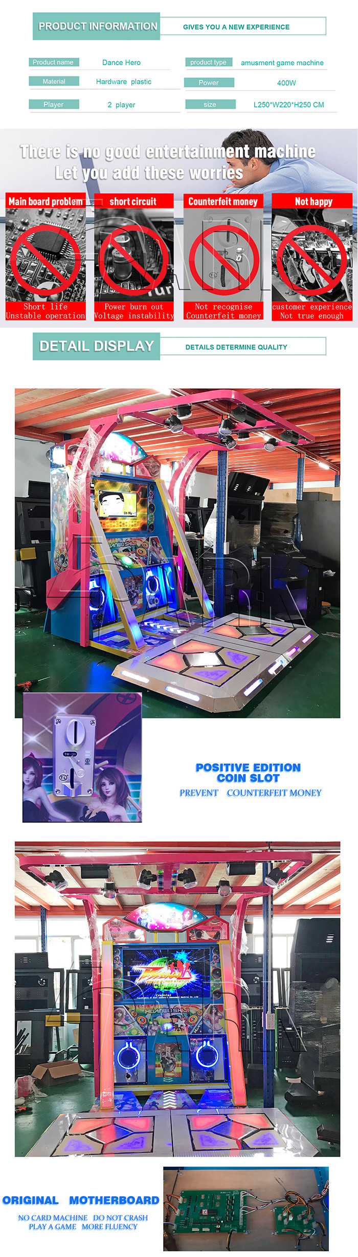 Plastic 400W Pump It Up Arcade Dance Machine Coin Acceptor