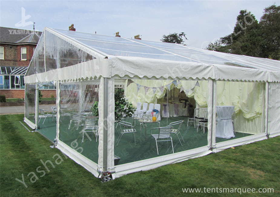 Clear Top / Wall PVC Fabric Cover Outdoor Luxury Wedding Tents With White Linings