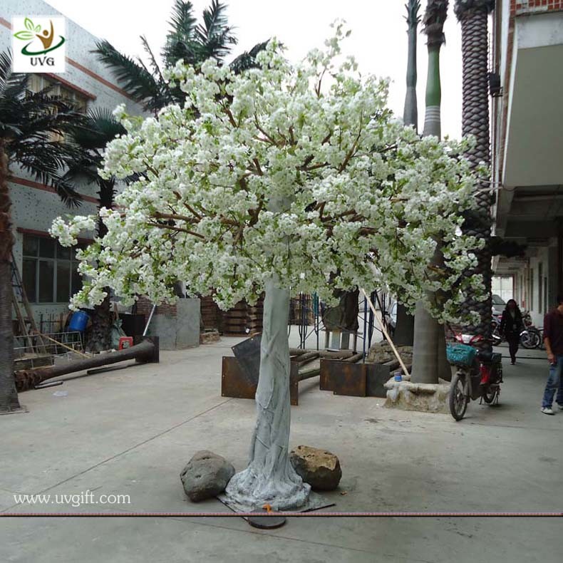 UVG wedding stage decoration use indoor white artificial cherry blossom trees for sale CHR011