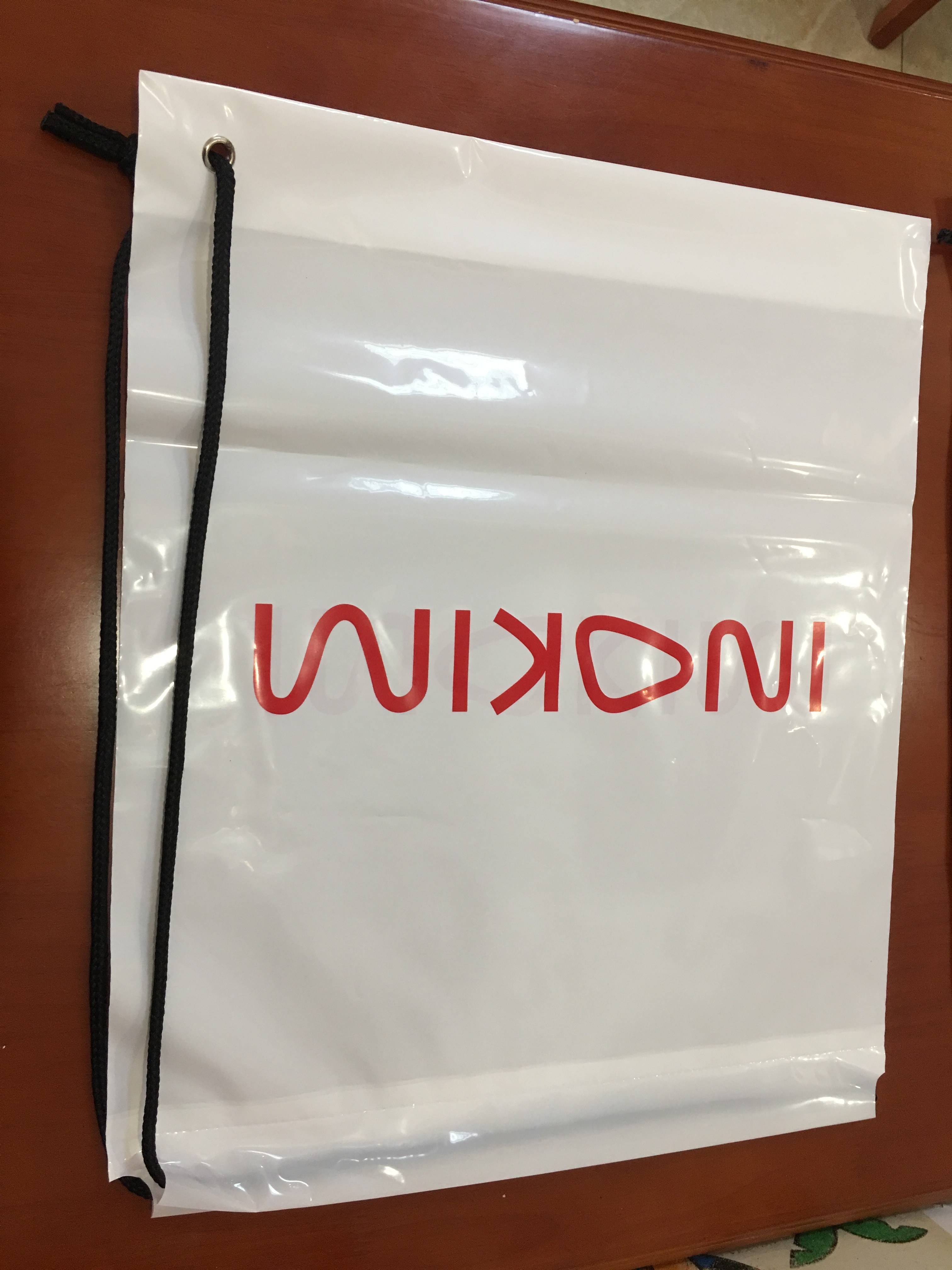 PE Printed Rope Single Shoulder Plastic Drawstring Backpack For Clothes , Gifts , Universal Packaging